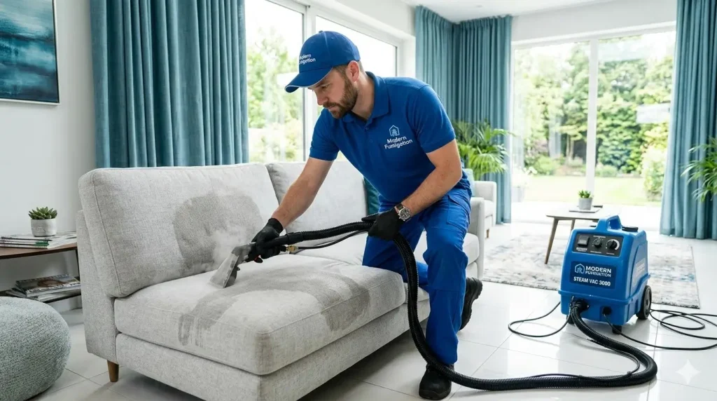 Professional sofa cleaning service in Karachi using deep-extraction technology for a hygienic and spotless result.